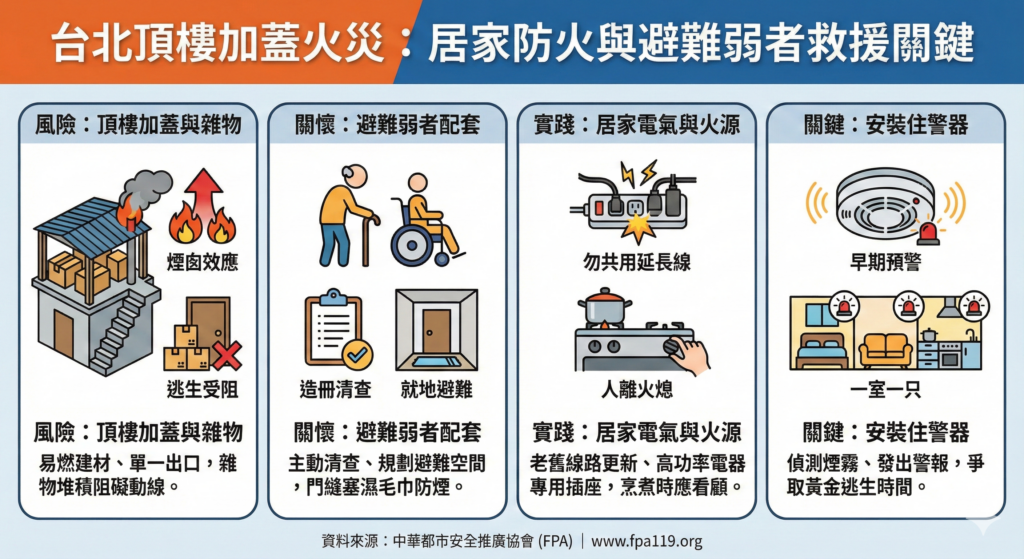 居家防火與避難弱者求生關鍵